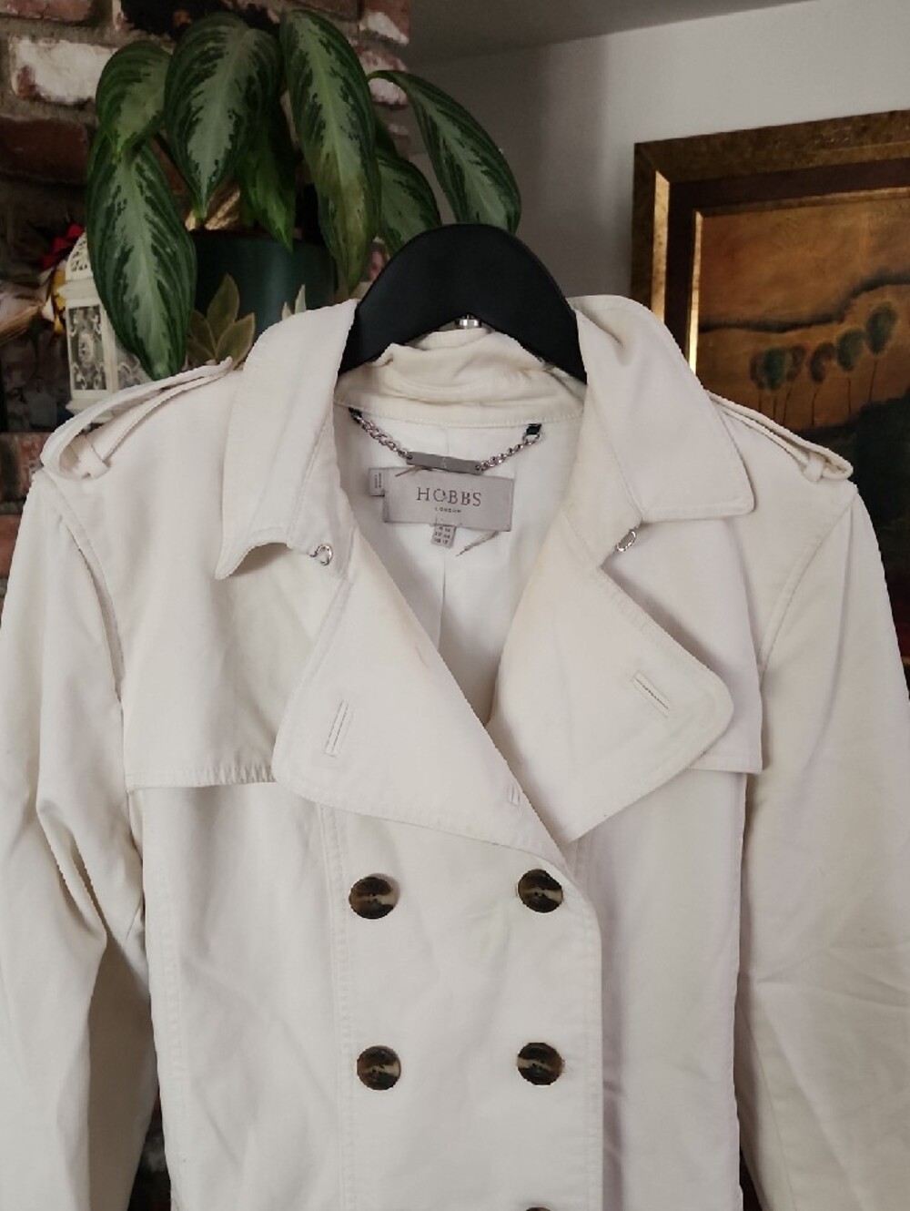 Hobbs London Cream Double Breasted Trench Coat Jacket - Picture 2 of 12